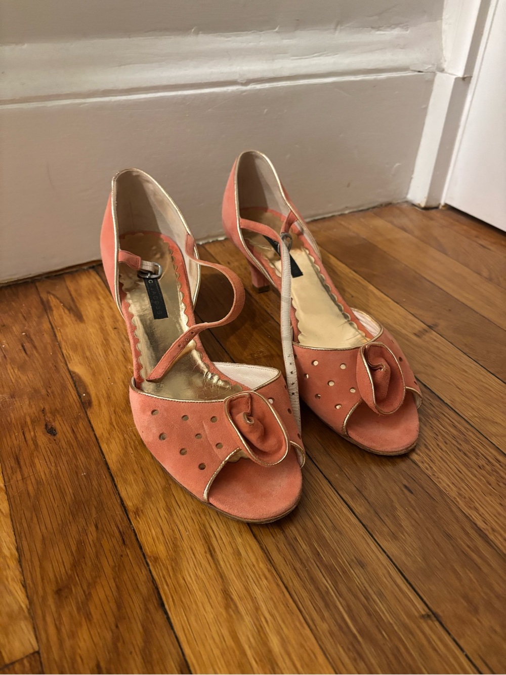 Marc Jacobs Women's Coral Peep-Toe Mid Heels with Bow Accent